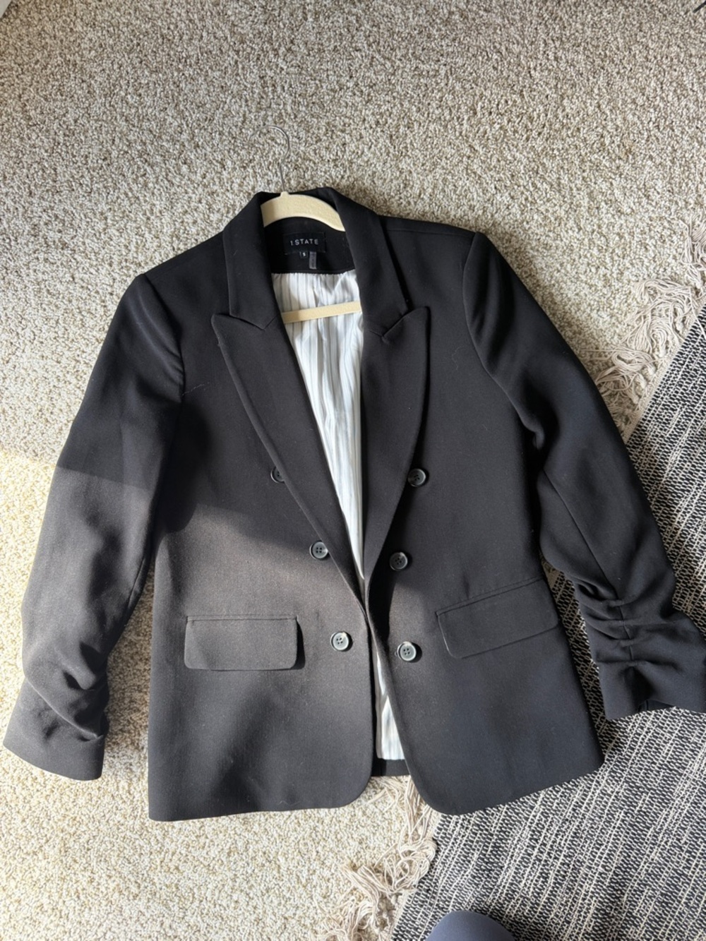 1. State Black Double-Breasted Women's Blazer